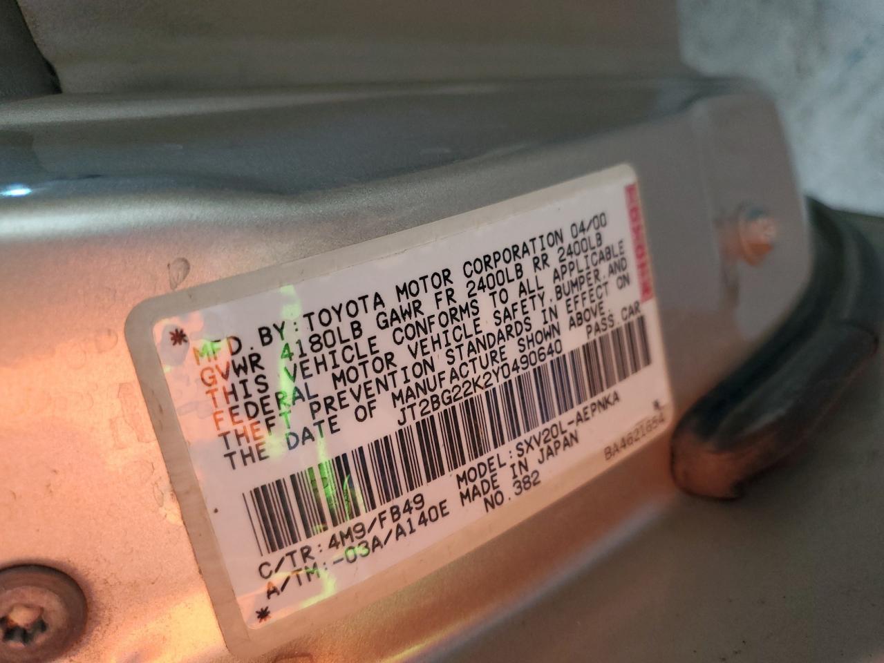 2000 TOYOTA CAMRY