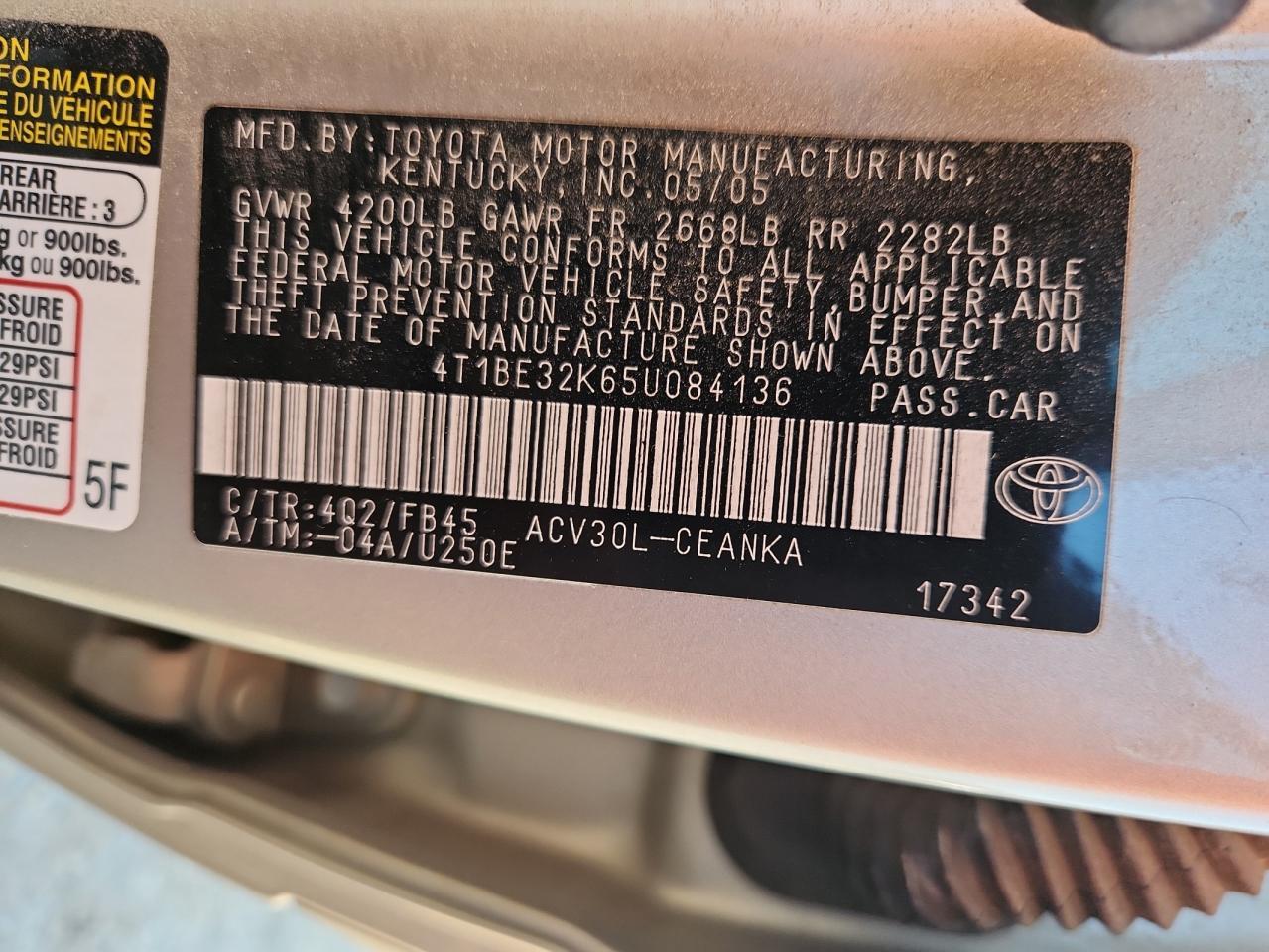 2005 TOYOTA CAMRY