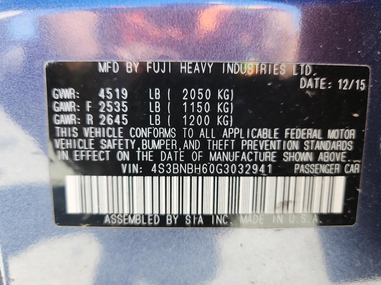 2016 SUBARU Legacy
