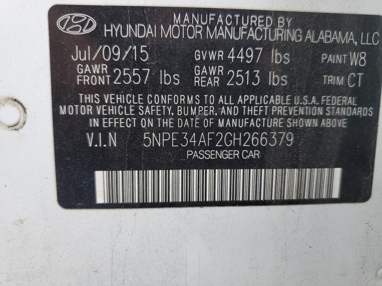 2016 HYUNDAI SONATA