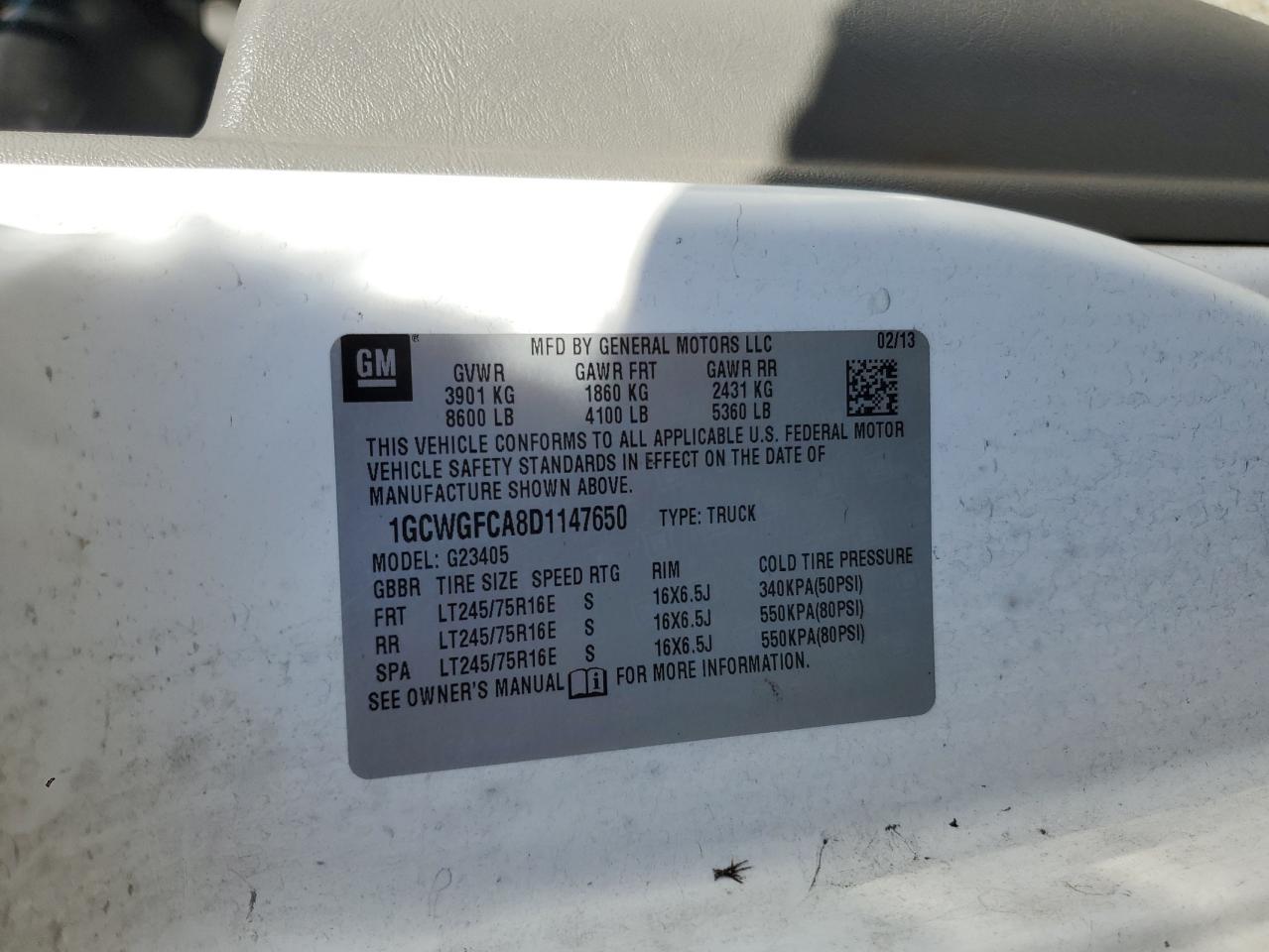 2013 CHEVROLET EXPRESS 2500
