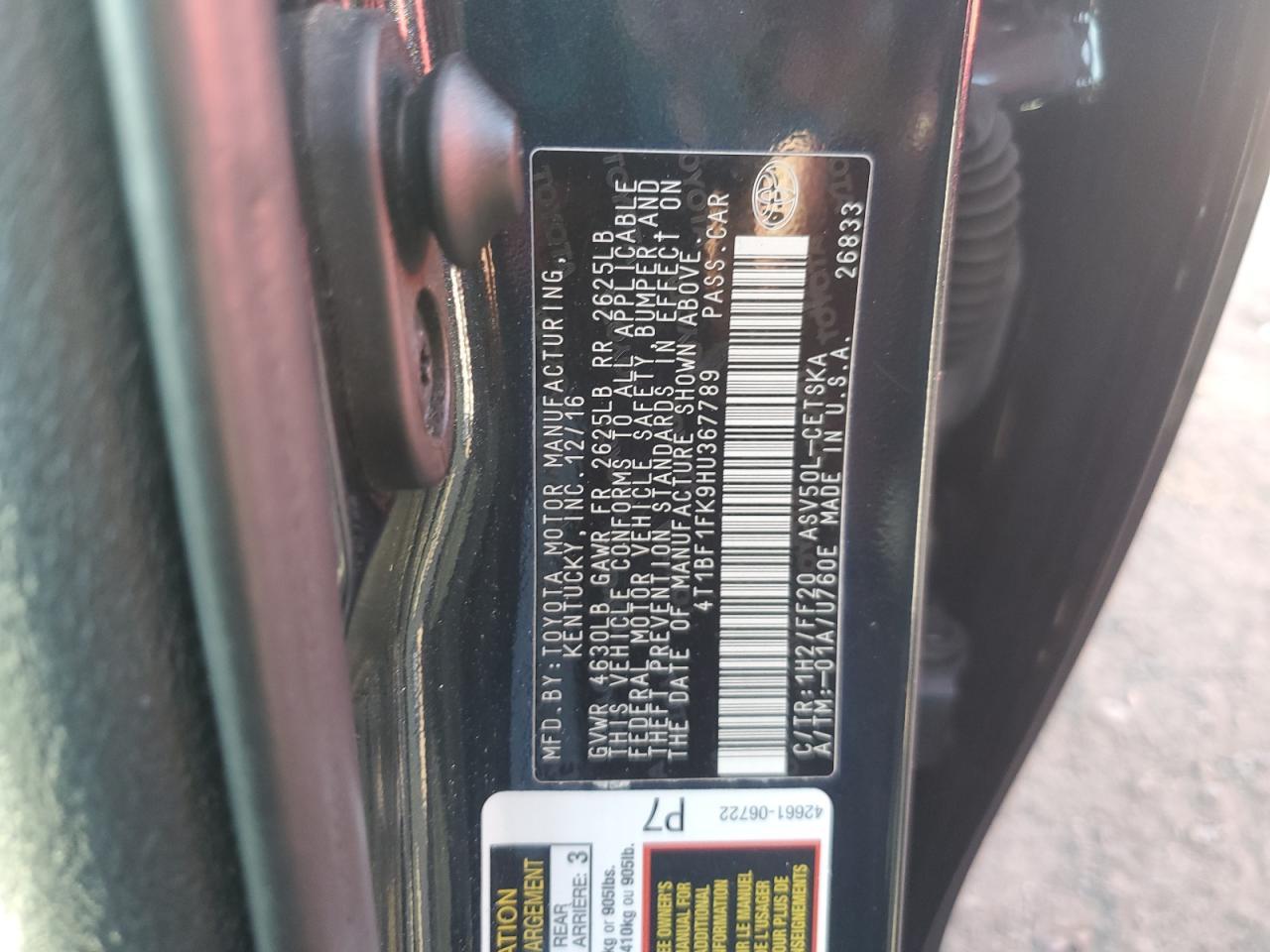 2017 TOYOTA CAMRY