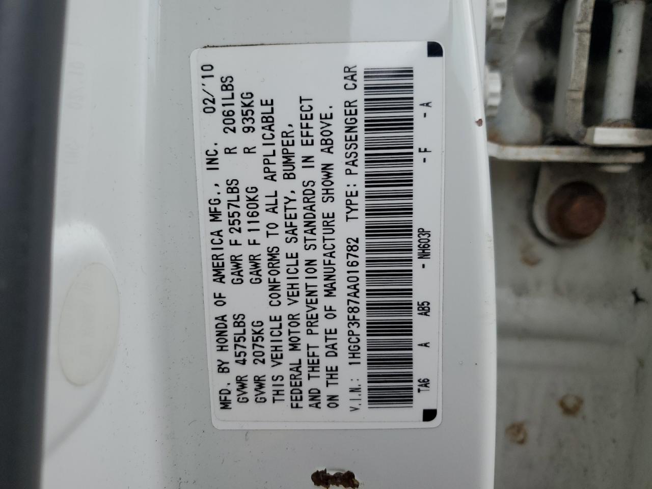 2010 HONDA ACCORD