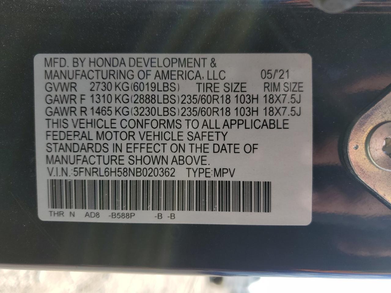 2022 HONDA ODYSSEY