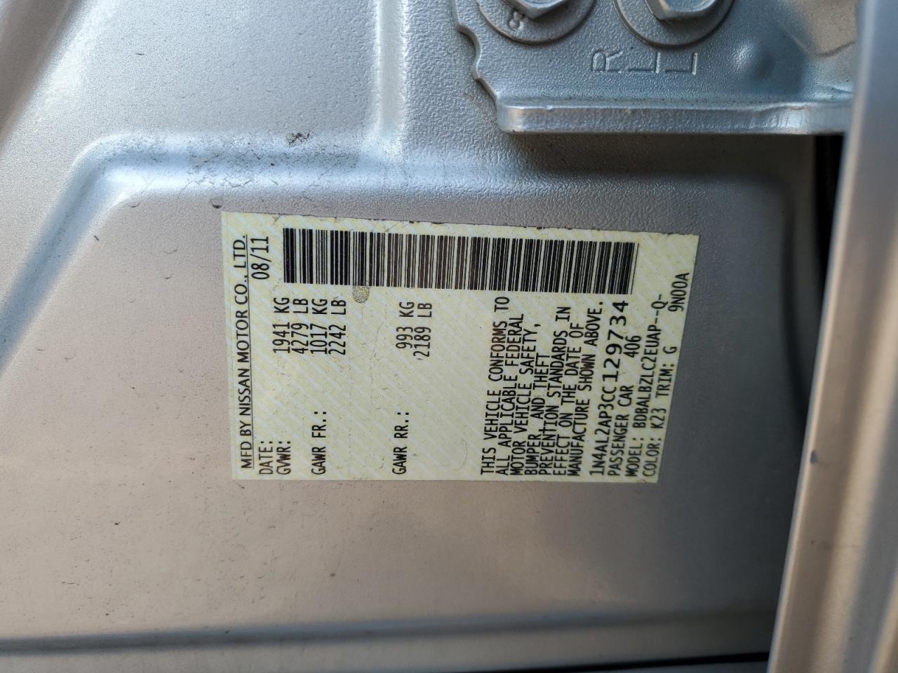 2012 NISSAN ALTIMA