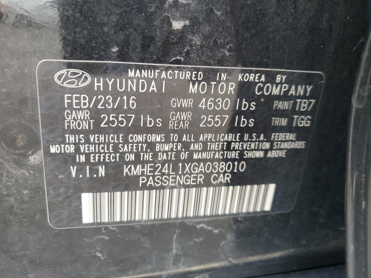 2016 HYUNDAI SONATA