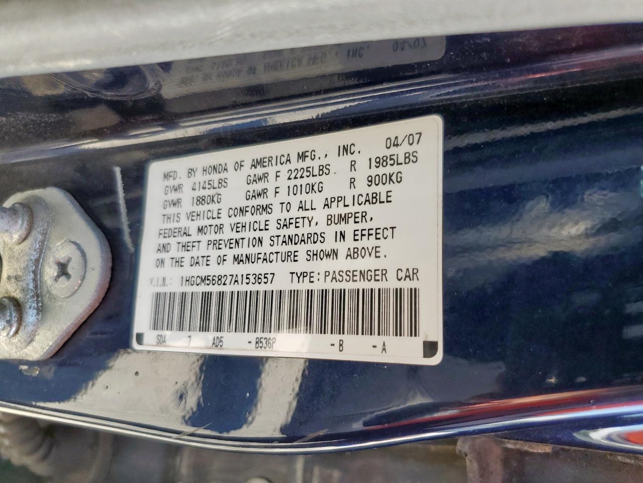 2007 HONDA ACCORD