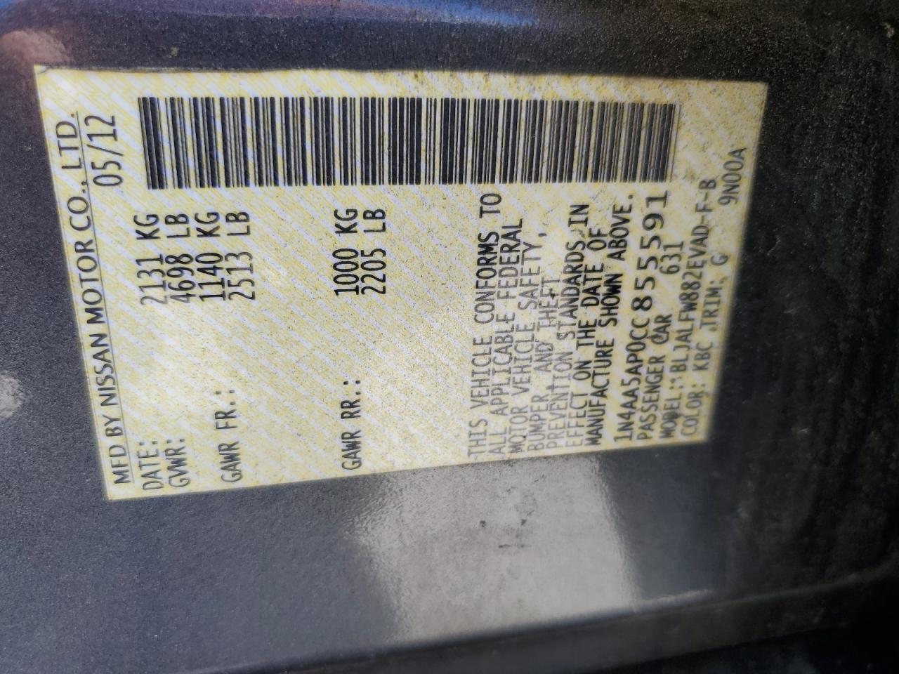2012 NISSAN Maxima