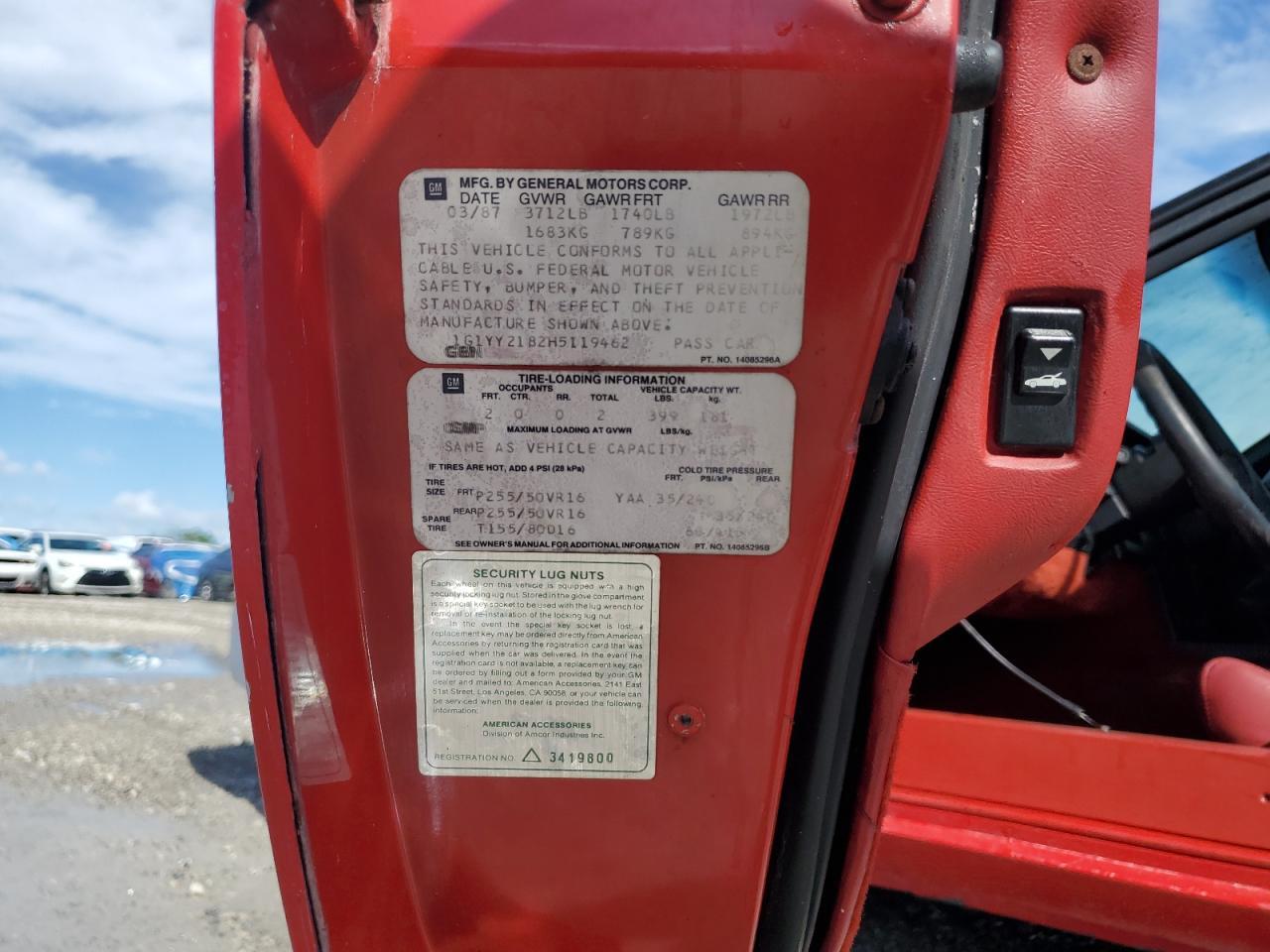 1987 CHEVROLET CORVETTE
