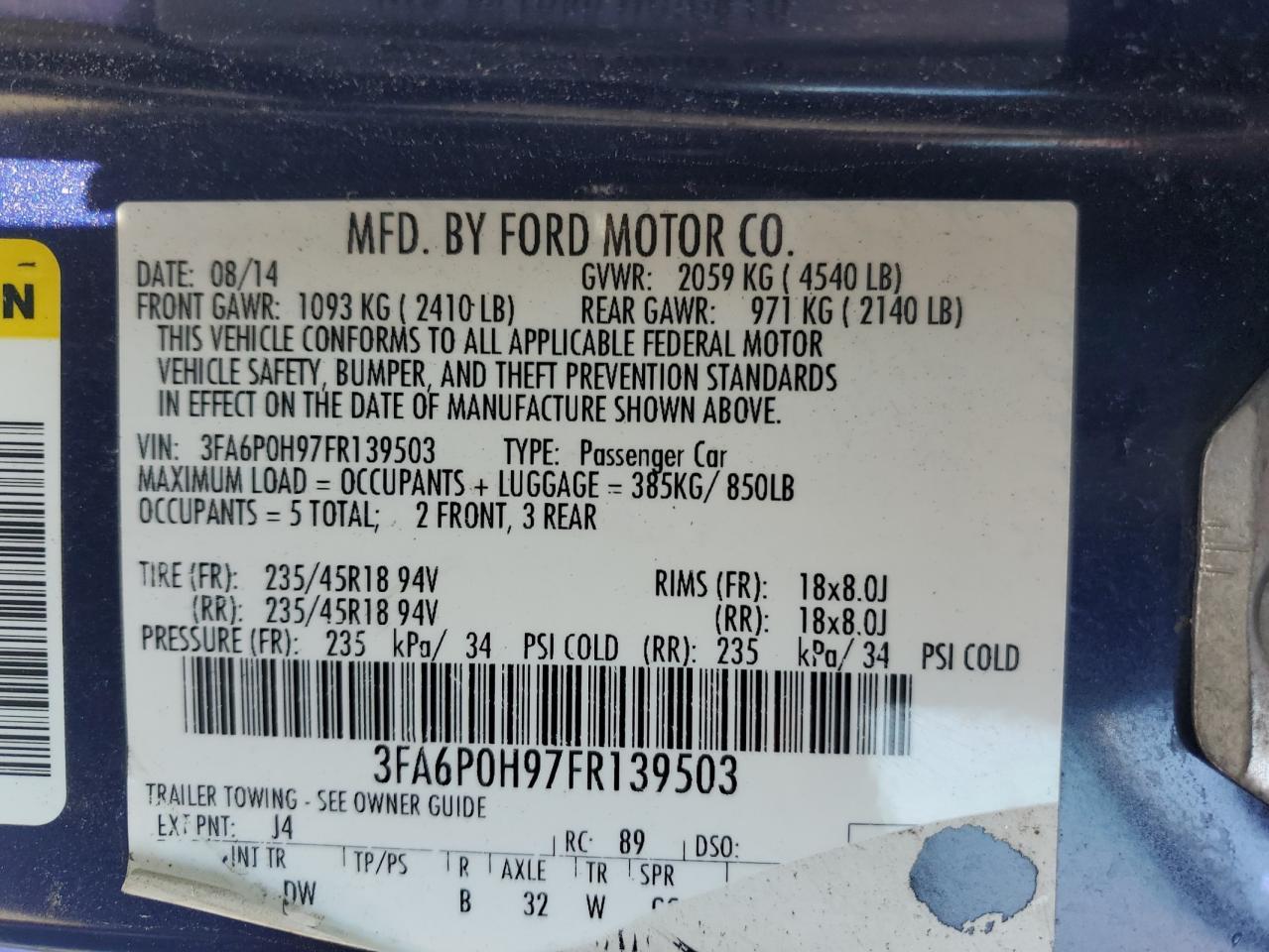 2015 FORD FUSION