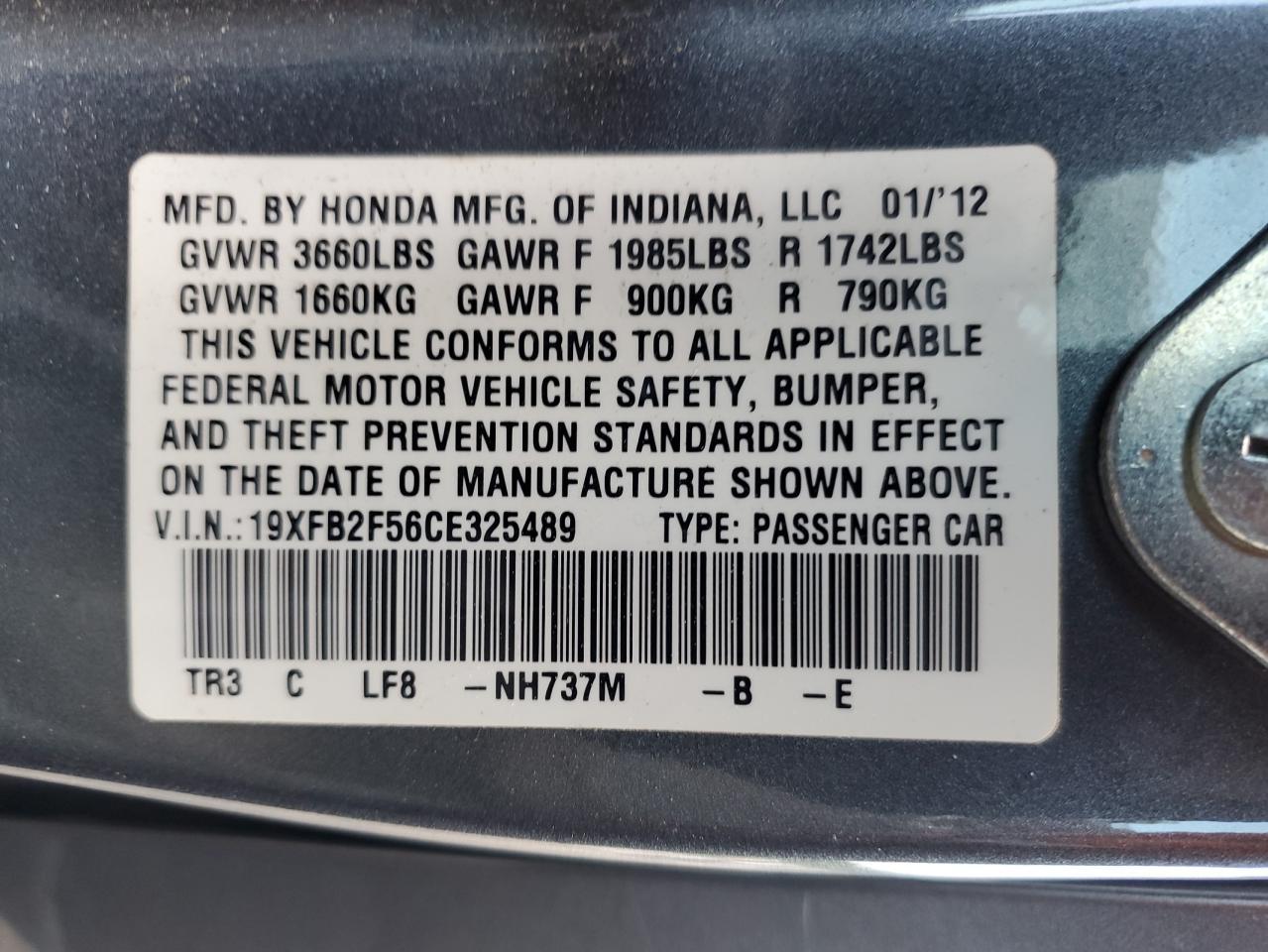 2012 HONDA CIVIC