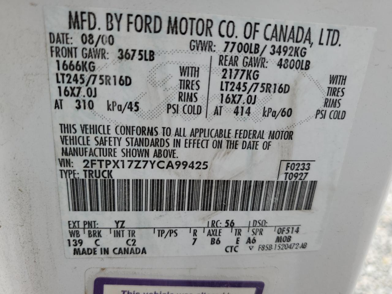 2000 FORD F-150