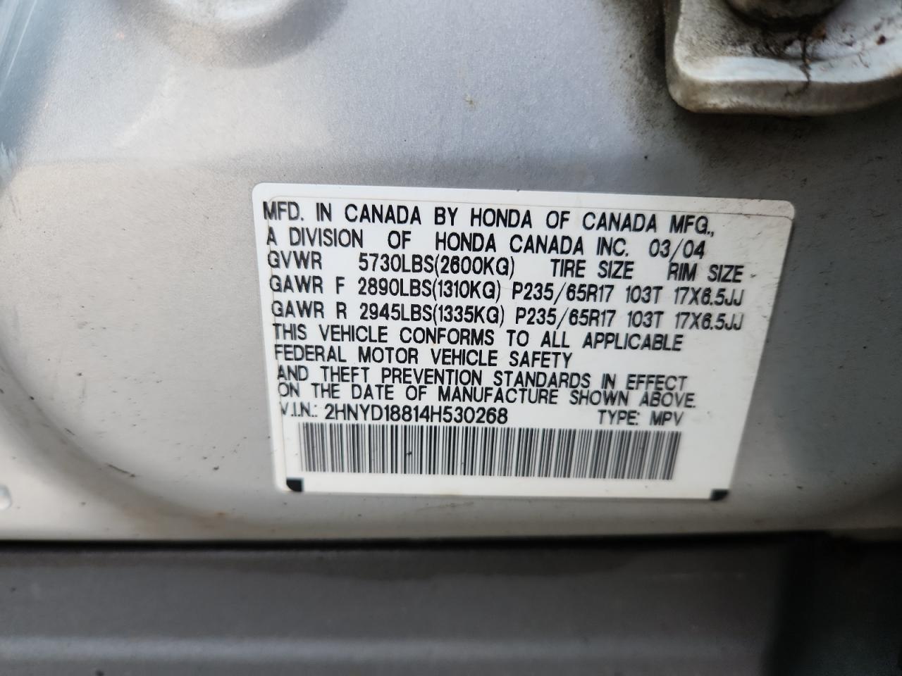 2004 ACURA MDX