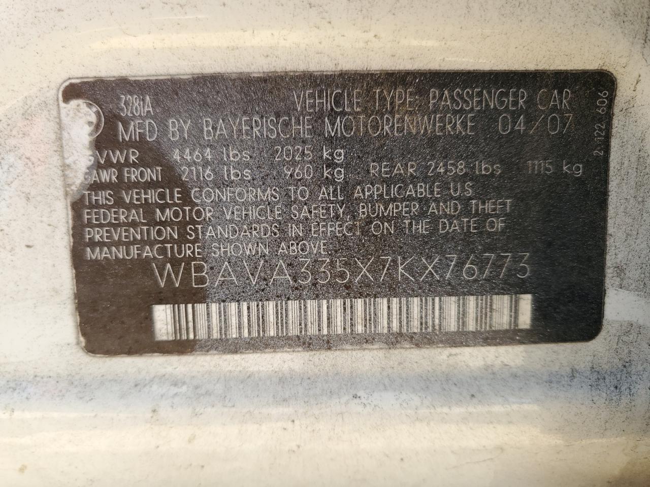 2007 BMW 3 SERIES