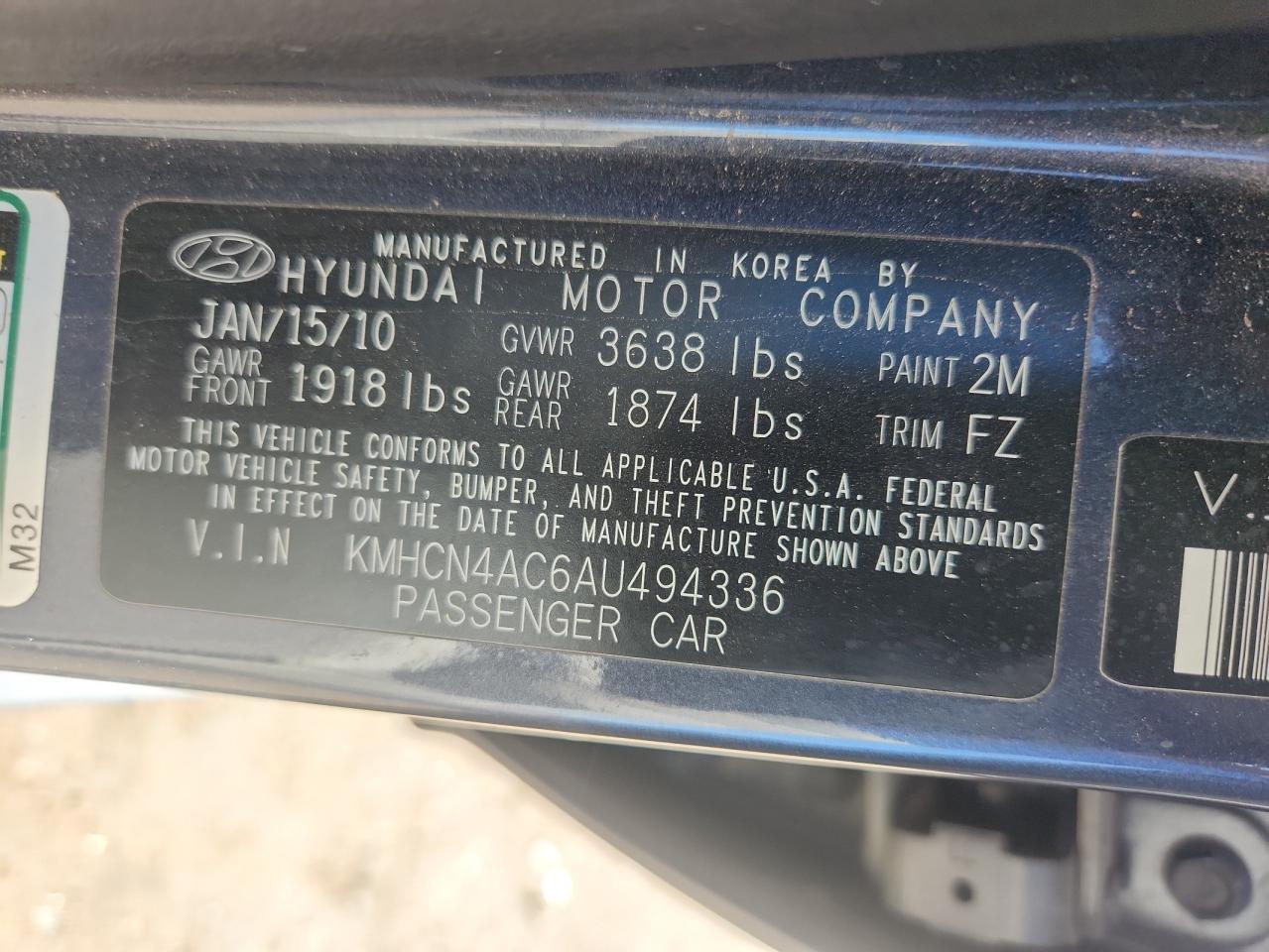 2010 HYUNDAI ACCENT
