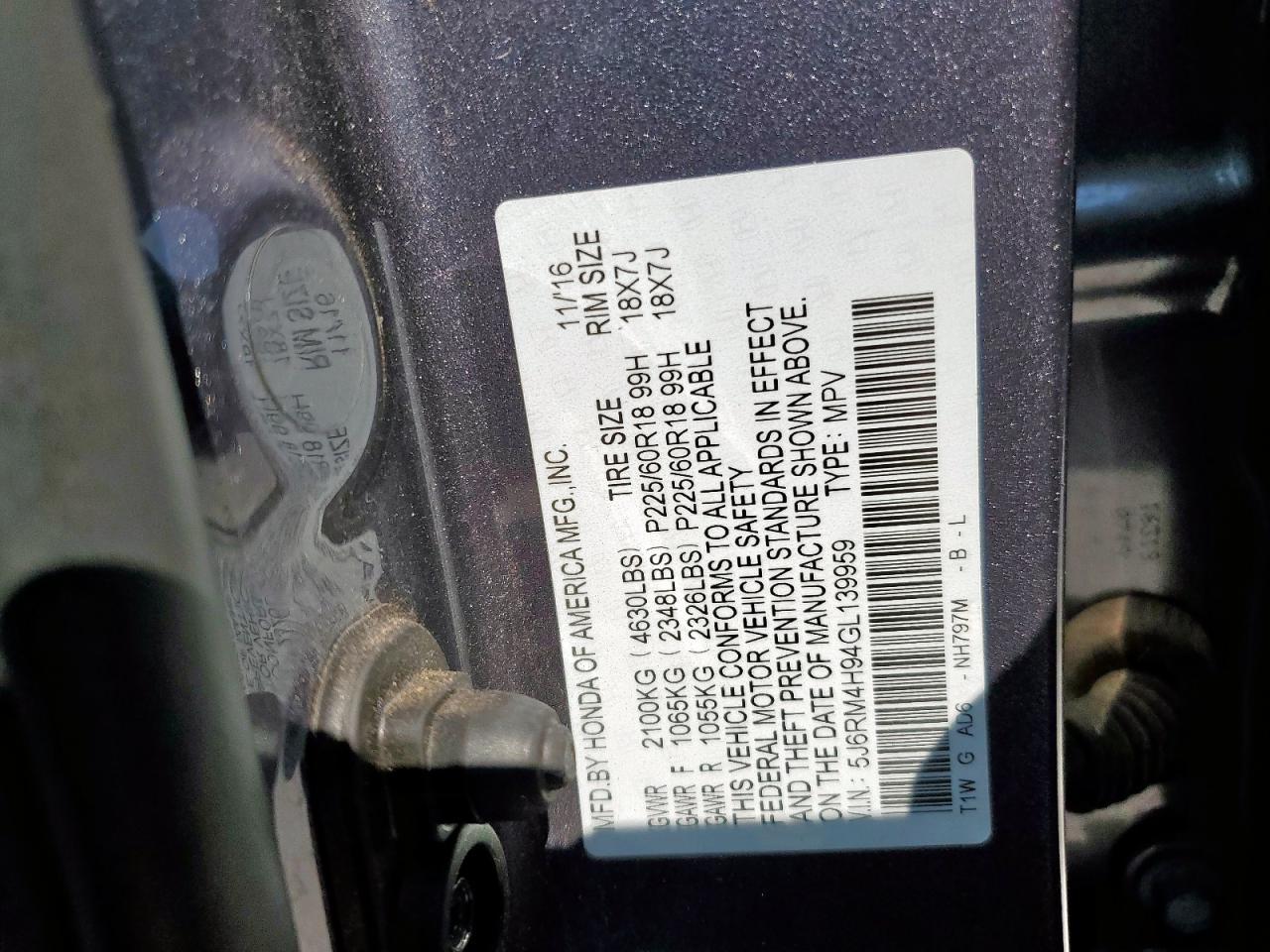 2016 HONDA CR-V