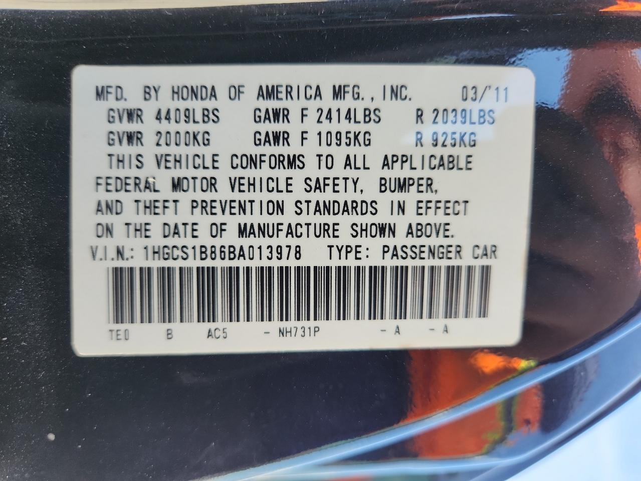 2011 HONDA ACCORD