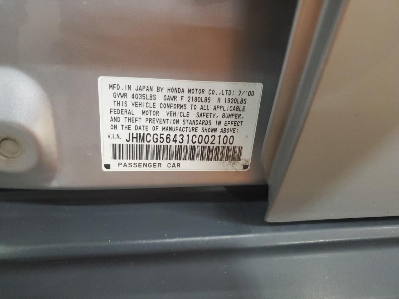2001 HONDA ACCORD
