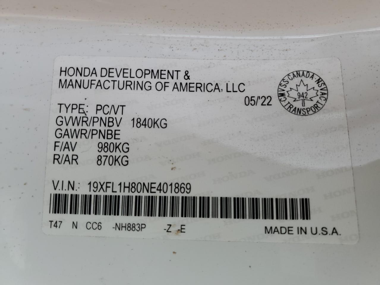 2022 HONDA CIVIC