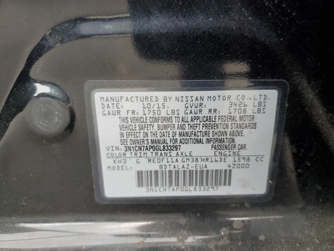 2016 NISSAN VERSA