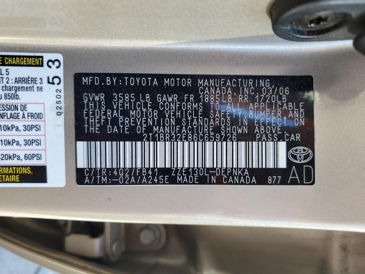 2006 TOYOTA COROLLA