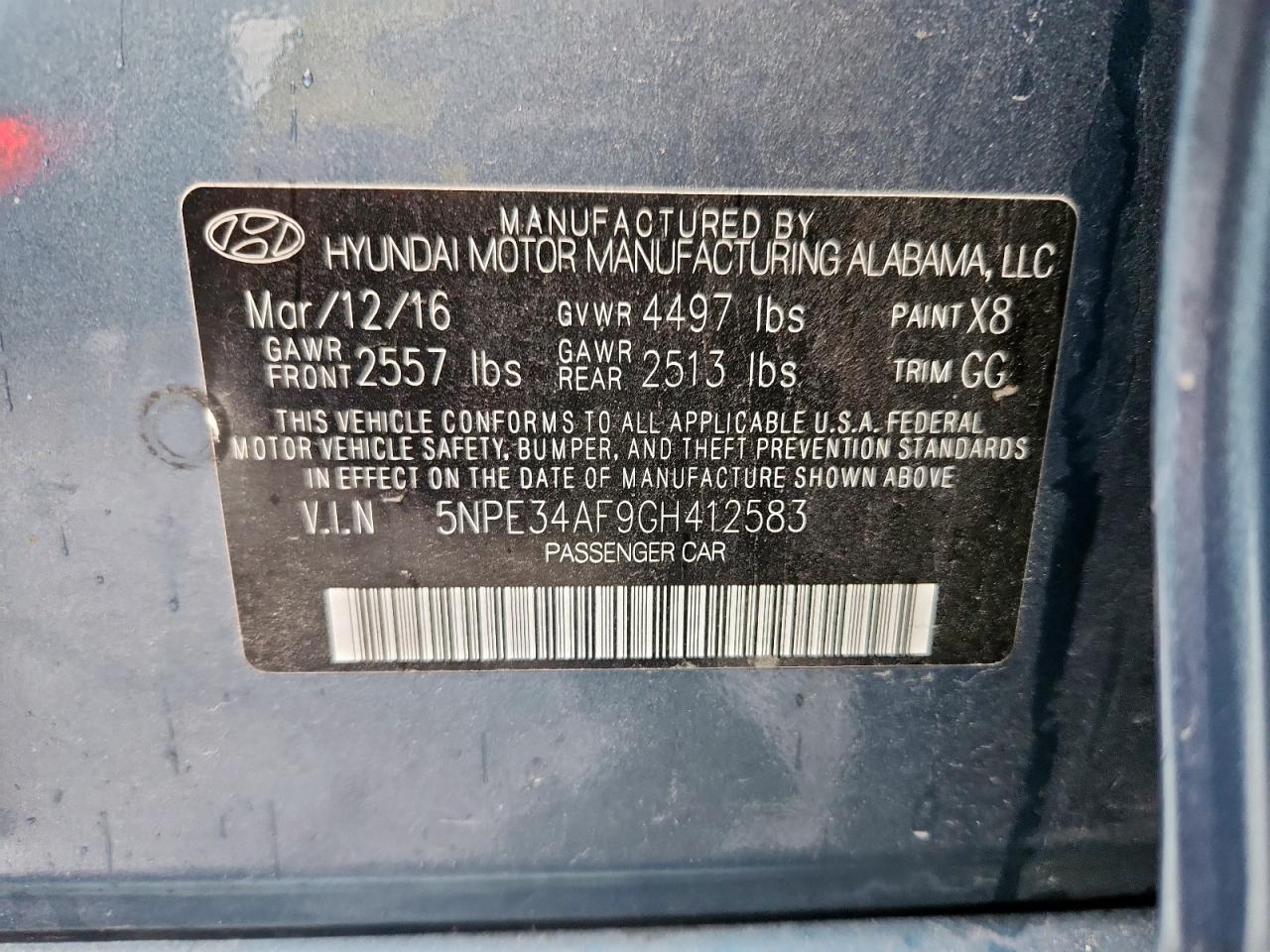 2016 HYUNDAI SONATA
