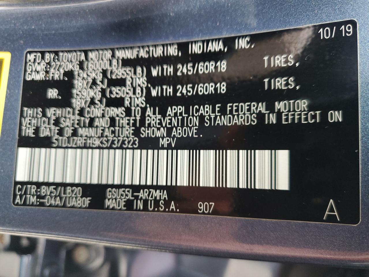 2019 TOYOTA HIGHLANDER