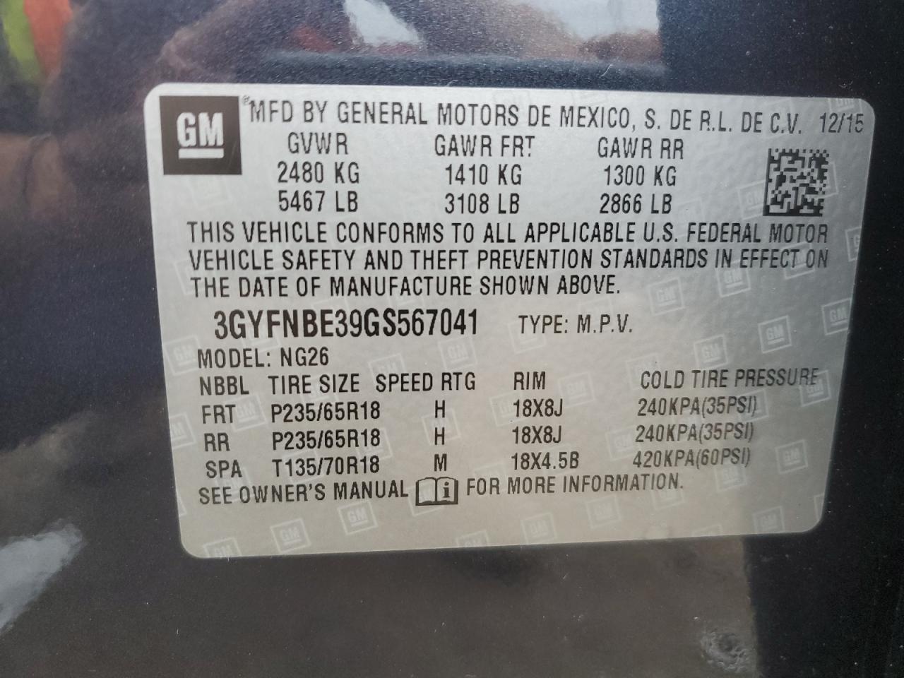 2016 CADILLAC SRX