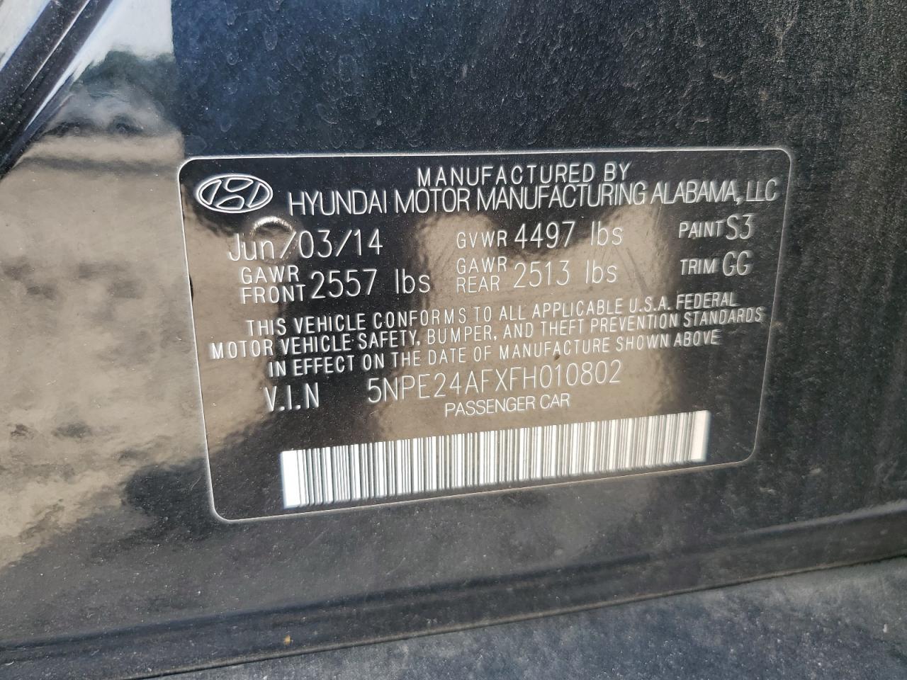 2015 HYUNDAI SONATA
