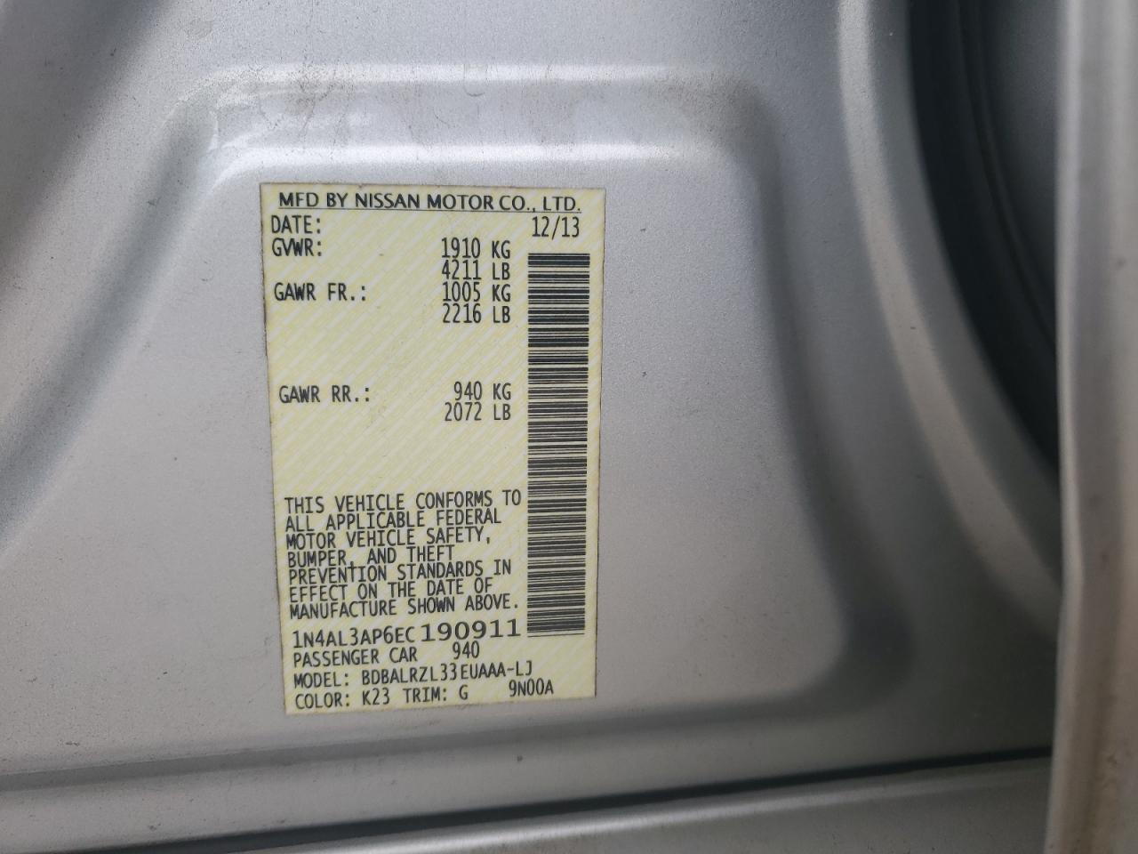 2014 NISSAN ALTIMA