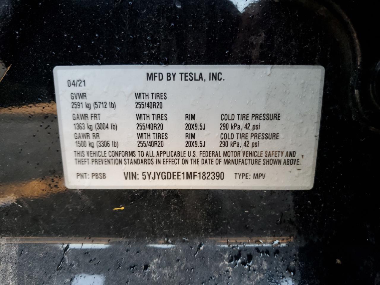 2021 TESLA MODEL Y