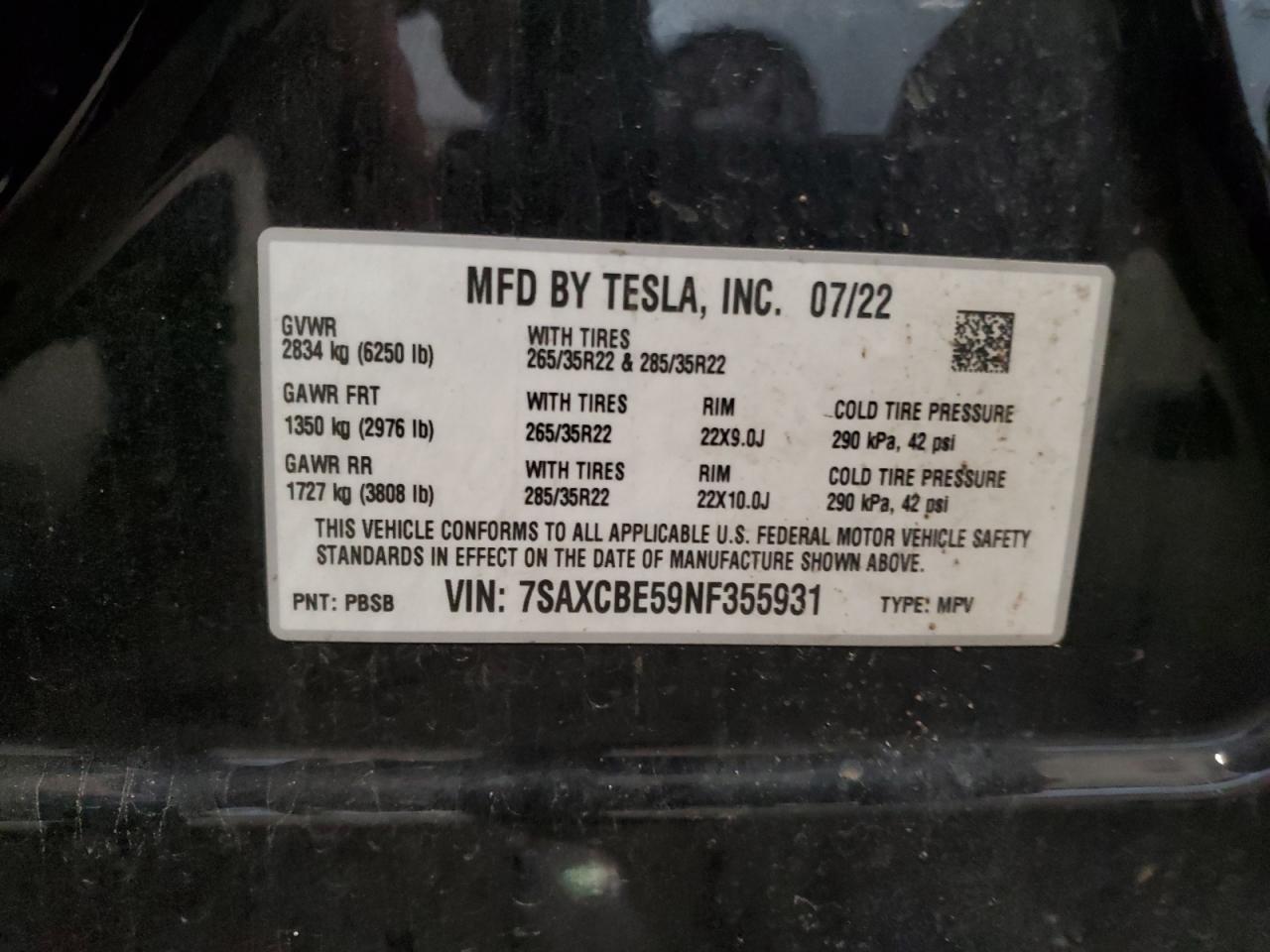 2022 TESLA MODEL X