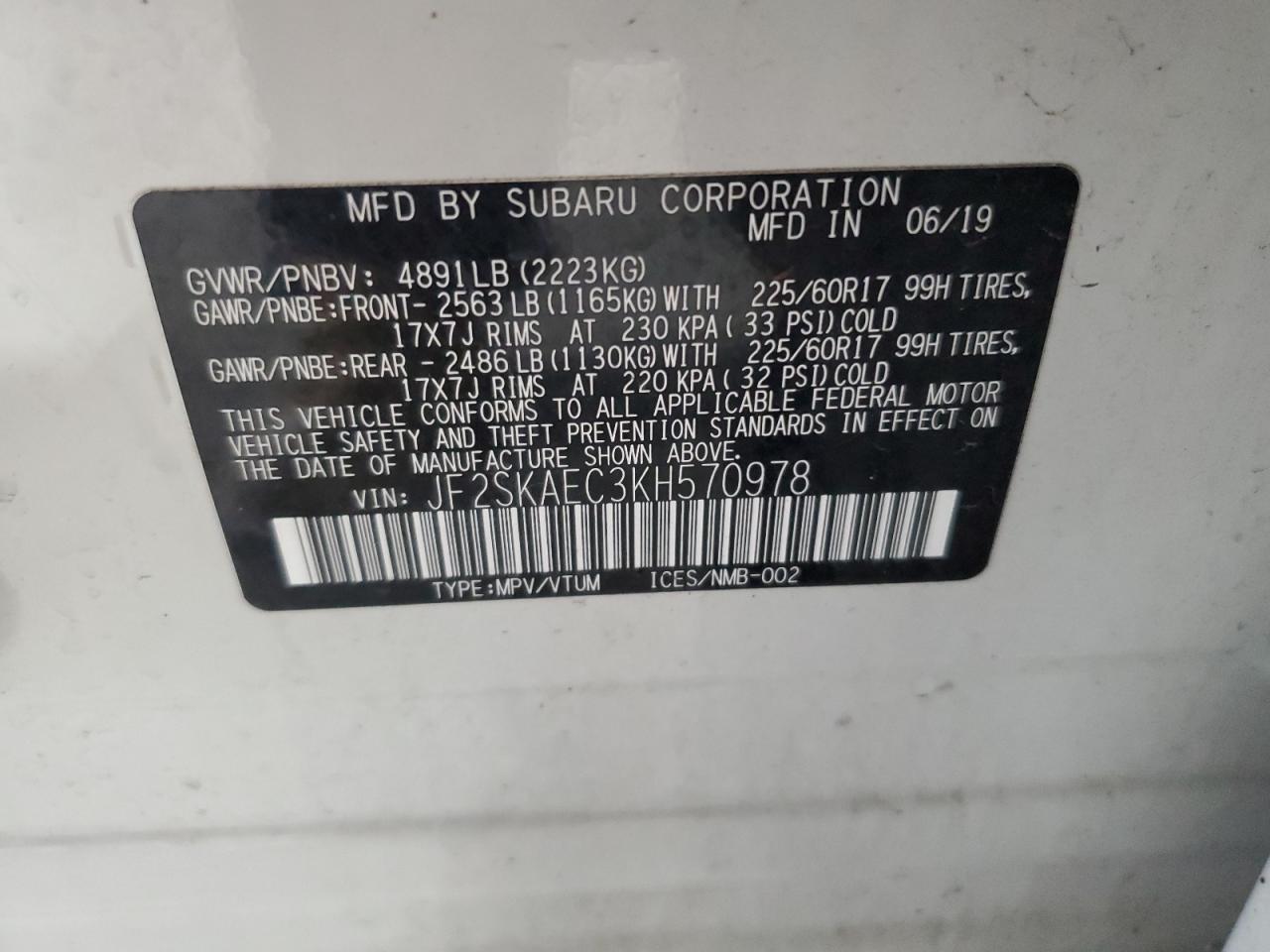 2019 SUBARU FORESTER