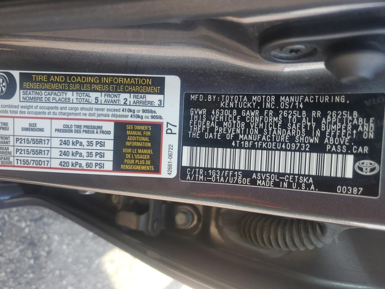 2014 TOYOTA CAMRY