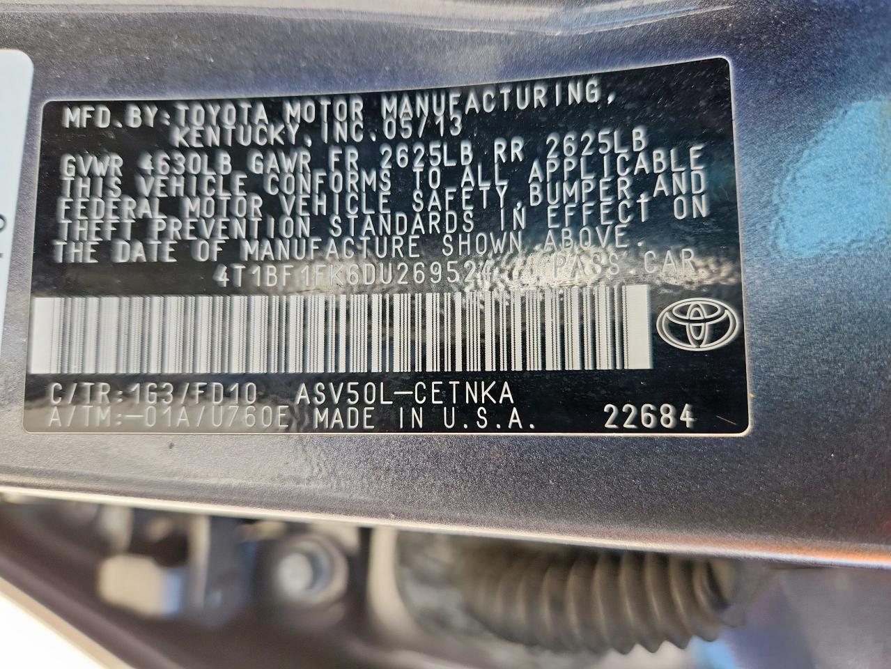 2013 TOYOTA CAMRY