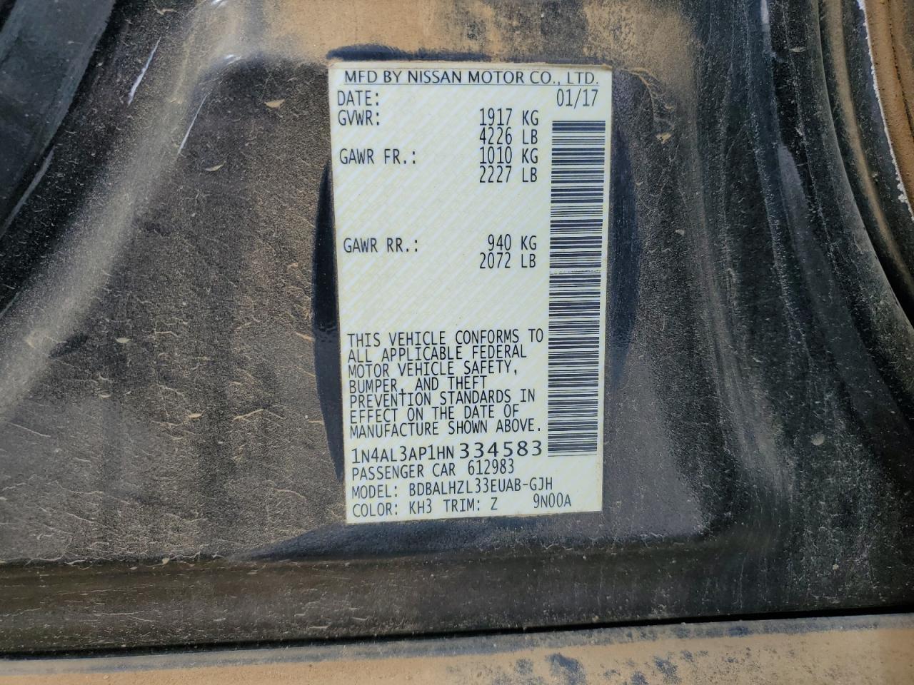 2017 NISSAN ALTIMA