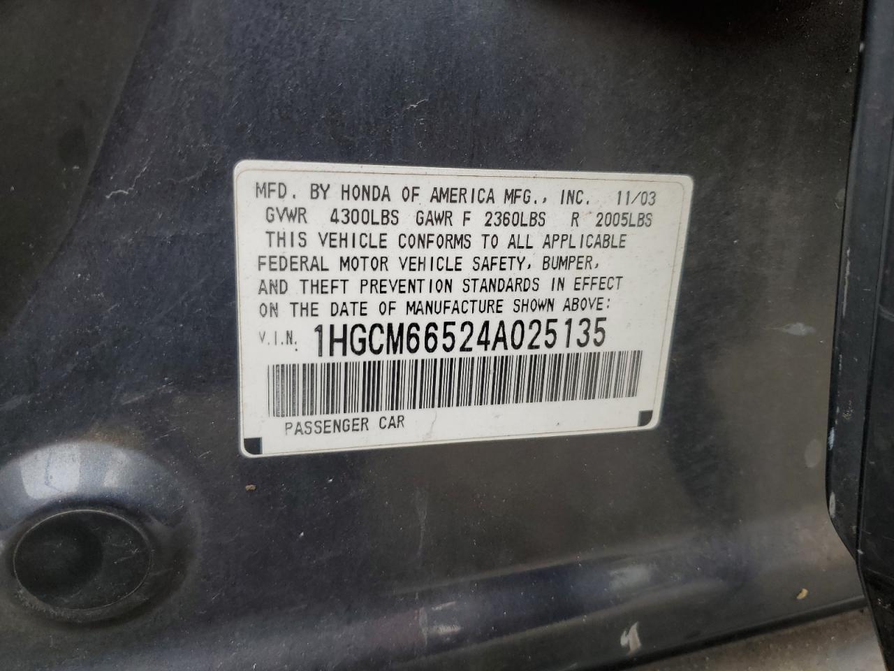 2004 HONDA ACCORD