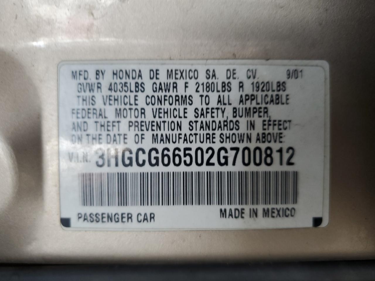 2002 HONDA ACCORD