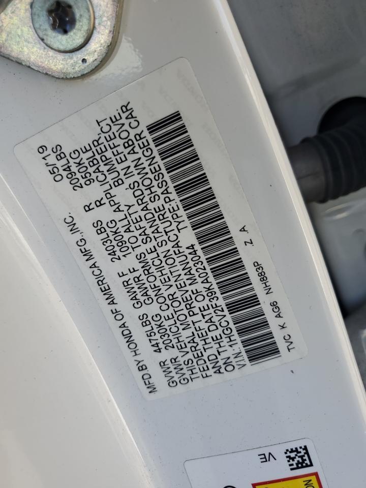 2019 HONDA ACCORD