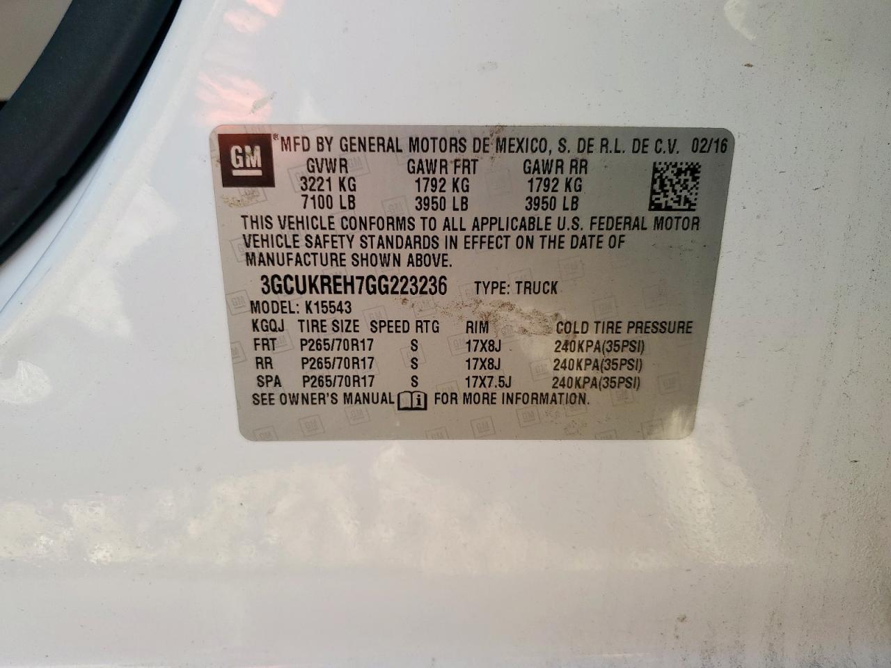 2016 CHEVROLET SILVERADO 1500