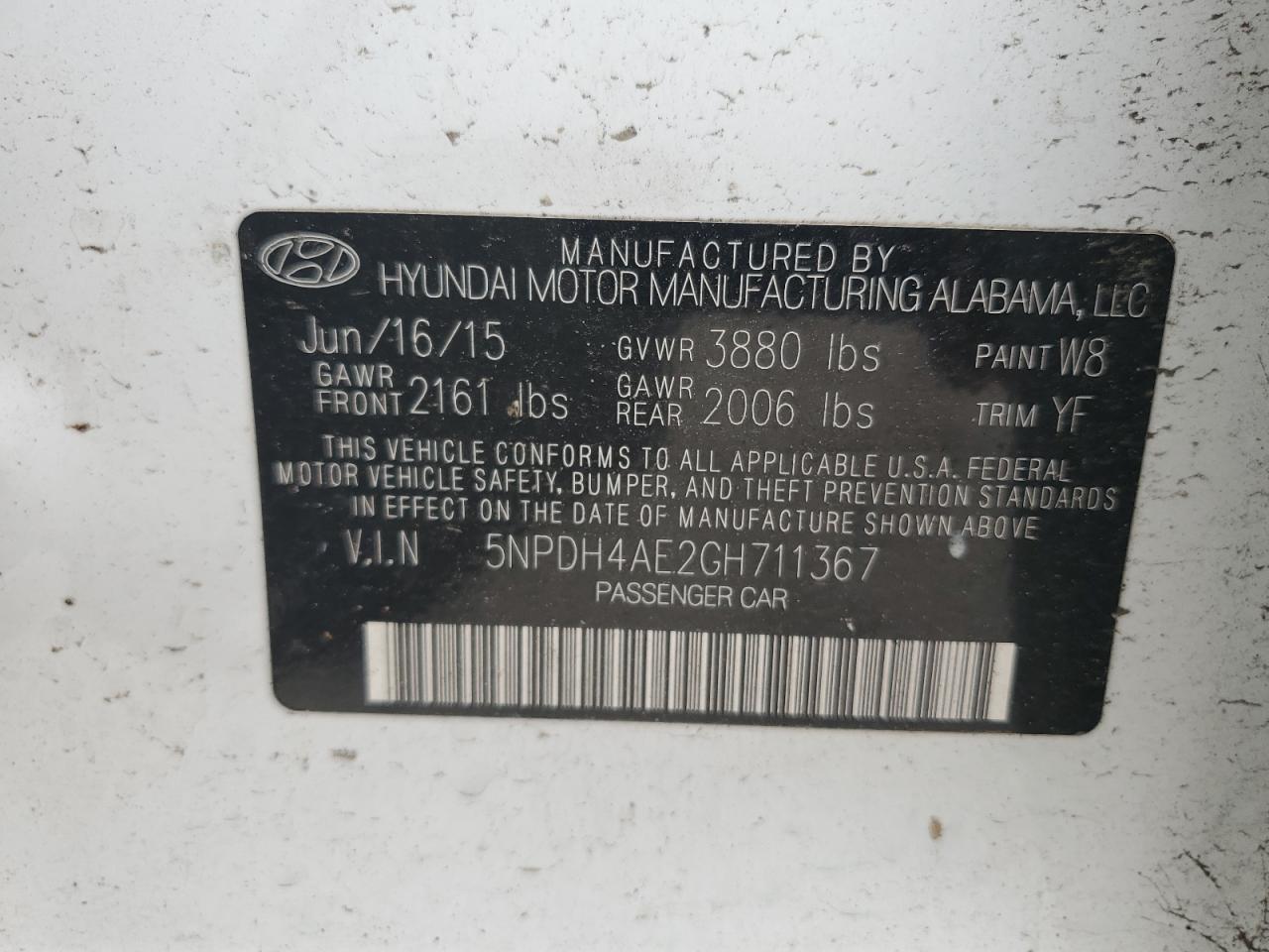 2016 HYUNDAI ELANTRA