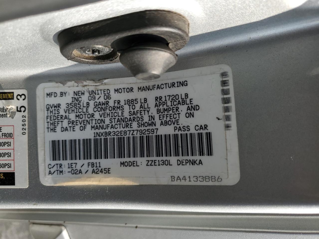 2007 TOYOTA COROLLA