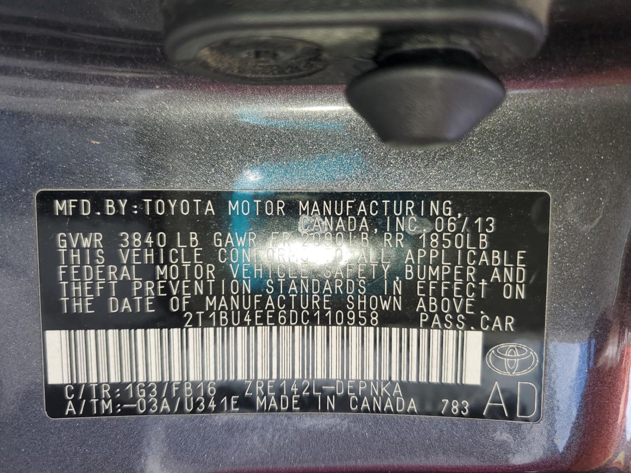2013 TOYOTA COROLLA