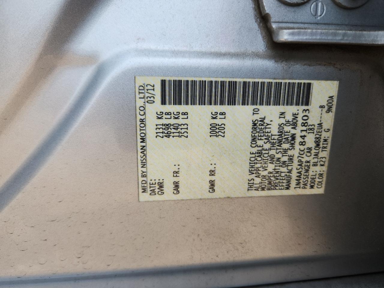 2012 NISSAN Maxima