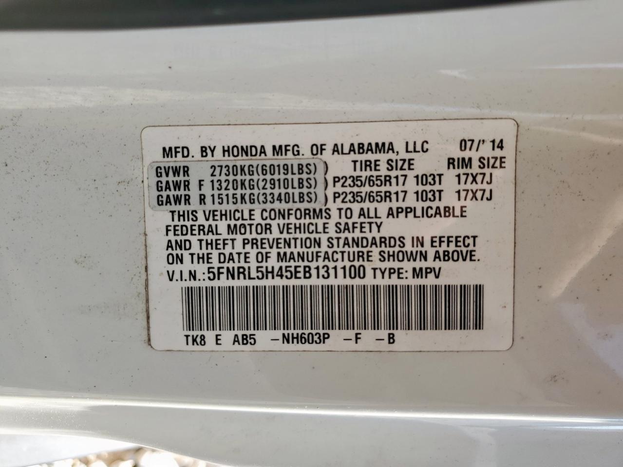 2014 HONDA ODYSSEY