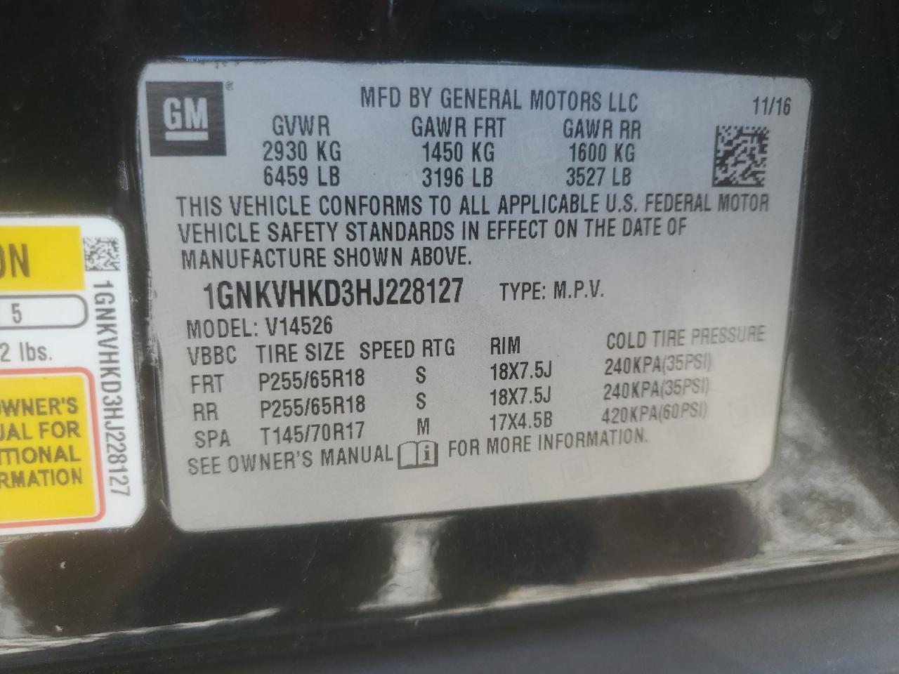 2017 CHEVROLET TRAVERSE