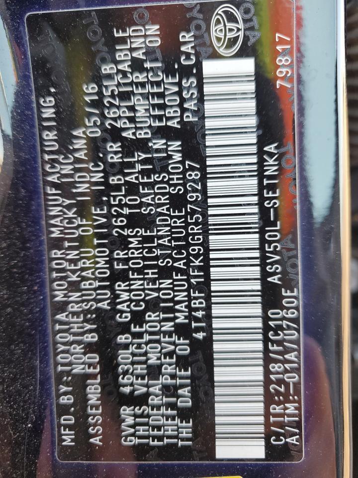 2016 TOYOTA CAMRY