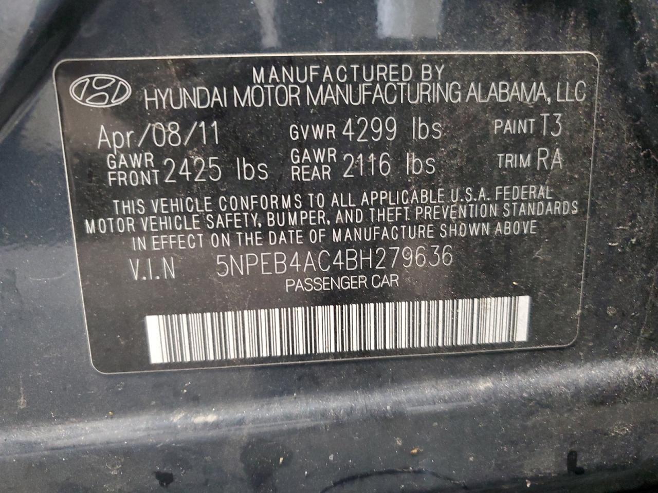 2011 HYUNDAI SONATA