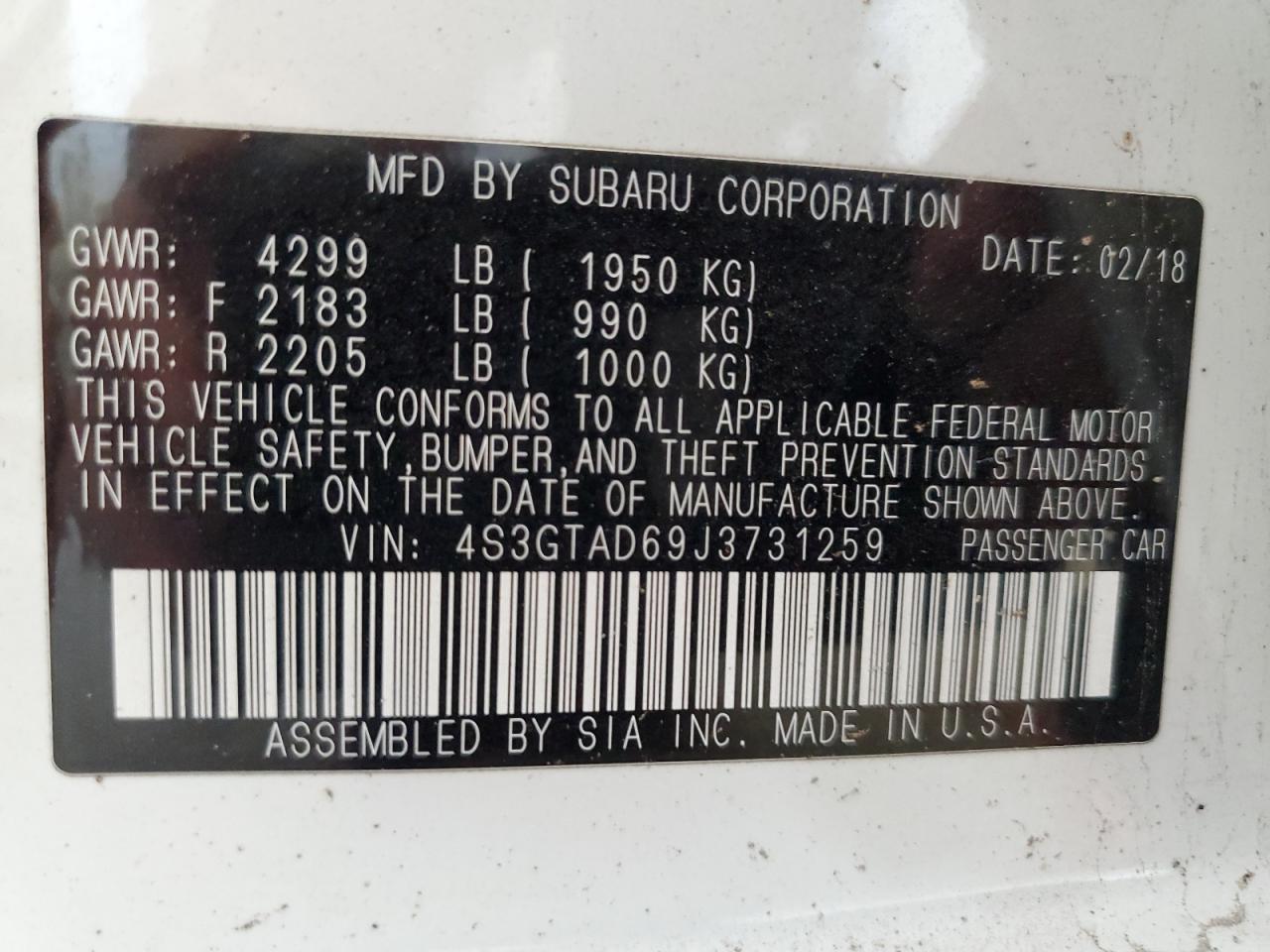 2018 SUBARU IMPREZA