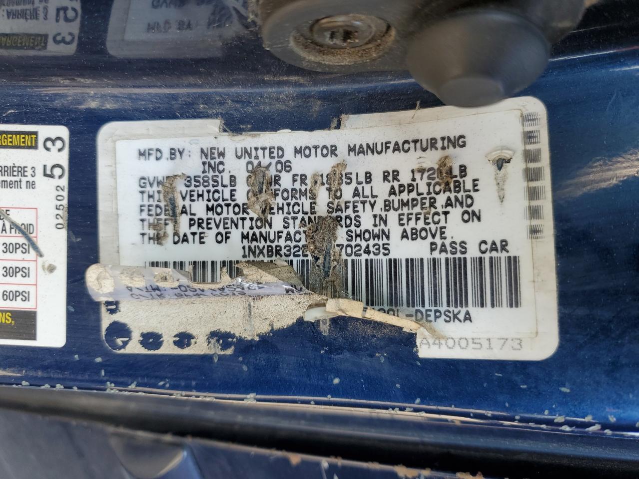 2006 TOYOTA COROLLA
